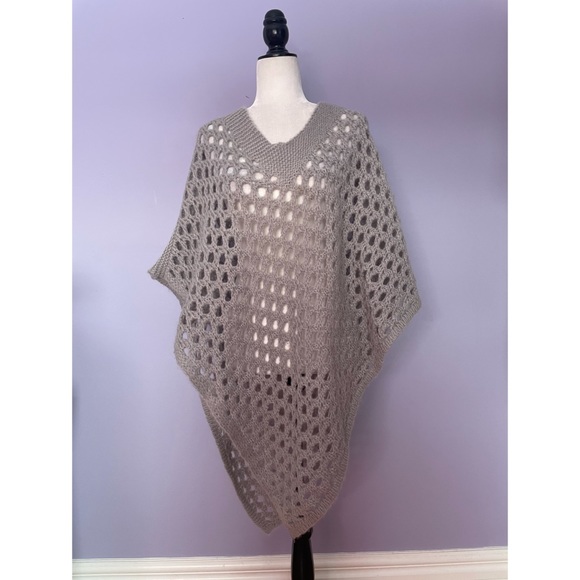 Cerretelli Firenze Sweaters - Cerretelli Firenze open knit grey poncho